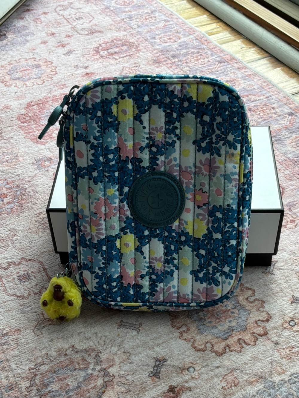 Kipling Quilted Floral Tablet Sleeve in Blue, Pink & Yellow